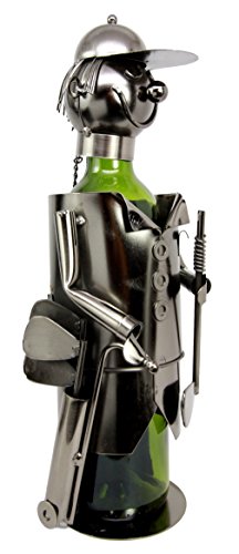 Ebros Gift Ebros Gift Professional Golfer With Golf Club And Caddy Bag Hand Made Metal Wine Bottle Holder Caddy Decor Figurine 13.5"H