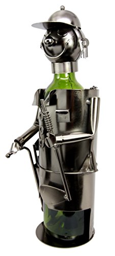 Ebros Gift Ebros Gift Professional Golfer With Golf Club And Caddy Bag Hand Made Metal Wine Bottle Holder Caddy Decor Figurine 13.5"H