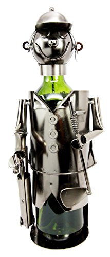 ebros gift Ebros Gift Professional Golfer With Golf Club and Caddy Bag Hand Made Metal Wine Bottle Holder Caddy Decor Figurine 13.5"H