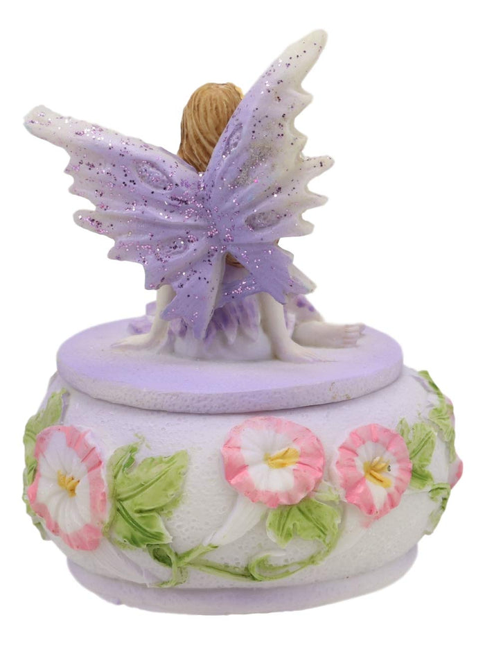 Ebros Gift Ebros Gift Purple Lavender Fairy Small Round Trinket Jewelry Box Figurine 3.25" High