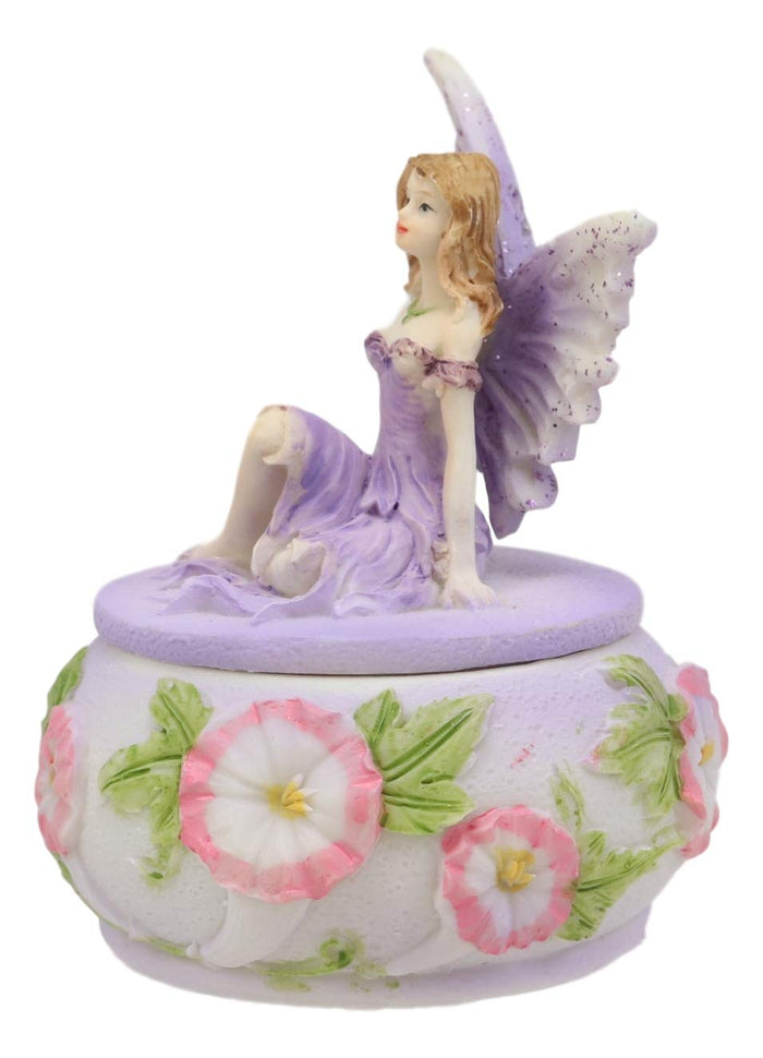 Ebros Gift Ebros Gift Purple Lavender Fairy Small Round Trinket Jewelry Box Figurine 3.25" High