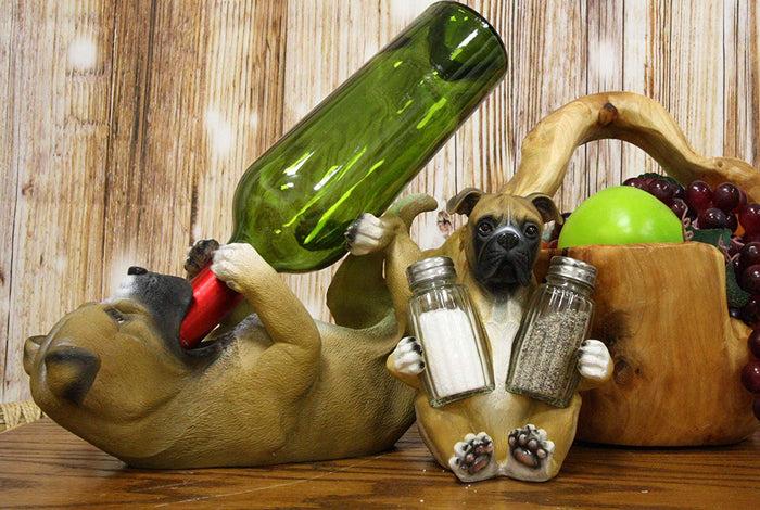 ebros gift Ebros Gift Realistic Fawn Boxer Puppy Dog Salt Pepper Shakers Holder And Wine Caddy 2 Piece Set Resin Dogs Boxers Memorial Pets Home Kitchen Organizer Figurine For Spices And Alcoholic Beverage Bottle