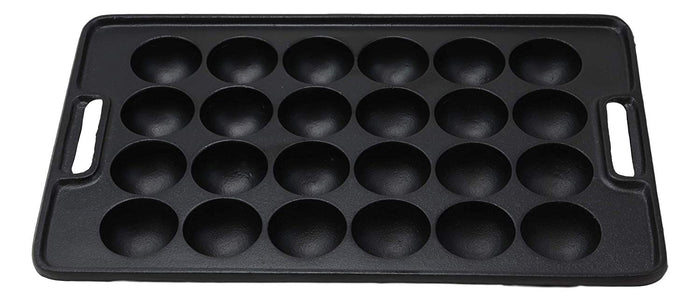 Ebros Gift Ebros Gift Rectangular Traditional Cast Iron Japanese Street Food Takoyaki Stuffed Mushrooms Dessert Cakes Snacks Special Cooking Plate Pan Takoyaki-Nabe With Side Handle Holes Restaurant Supply