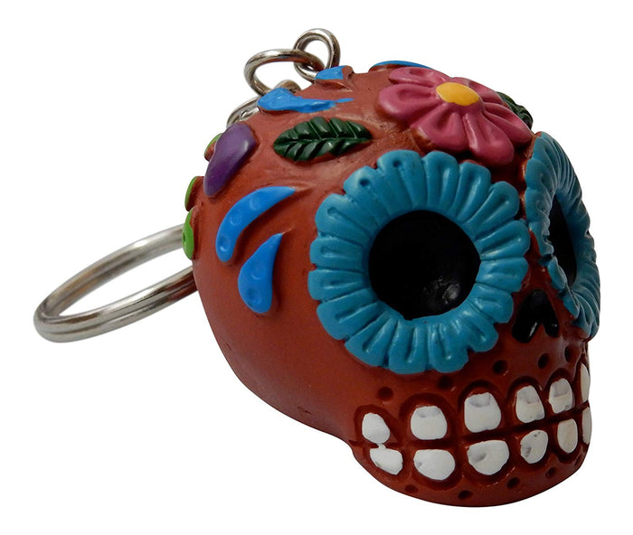 Ebros Gift Ebros Gift Red Sugar Skull Key Chain Set Of 12 Pcs Day Of The Dead Collectible
