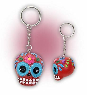 ebros gift Ebros Gift Red Sugar Skull Key Chain Set of 12 Pcs Day of The Dead Collectible