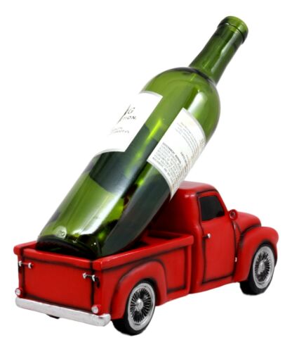 Ebros Gift Ebros Gift Red Vintage Old Fashioned Pickup Truck Wine Holder 11.25" Long Figurine Wine Bottle Holder Caddy