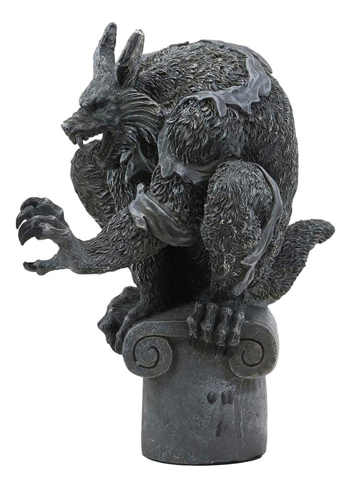 Ebros Gift Ebros Gift Remus The Elder Werewolf Lycan Crouching On Roof Pillar Statue Macabre Dark Underworld Full Moon Werewolves Direwolf Halloween Gothic Decor