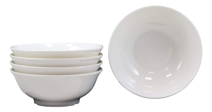 ebros gift Ebros Gift Restaurant Supply Contemporary Round White Jade Melamine Large Ramen Udon Pho Wonton Soup Bowls 8.25" Diameter 44oz Ideal Bowl for Salad Mixes Pasta Rice Home Kitchen Dining (5)