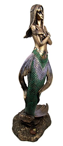 Ebros Gift Ebros Gift Rising Nude Mermaid Maiden With Pearl Head Chain Decorative Figurine 13.5"H