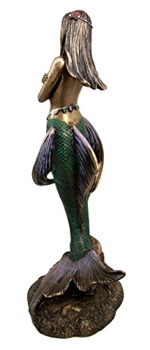 Ebros Gift Ebros Gift Rising Nude Mermaid Maiden With Pearl Head Chain Decorative Figurine 13.5"H