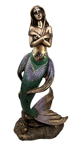 ebros gift Ebros Gift Rising Nude Mermaid Maiden With Pearl head Chain Decorative Figurine 13.5"H
