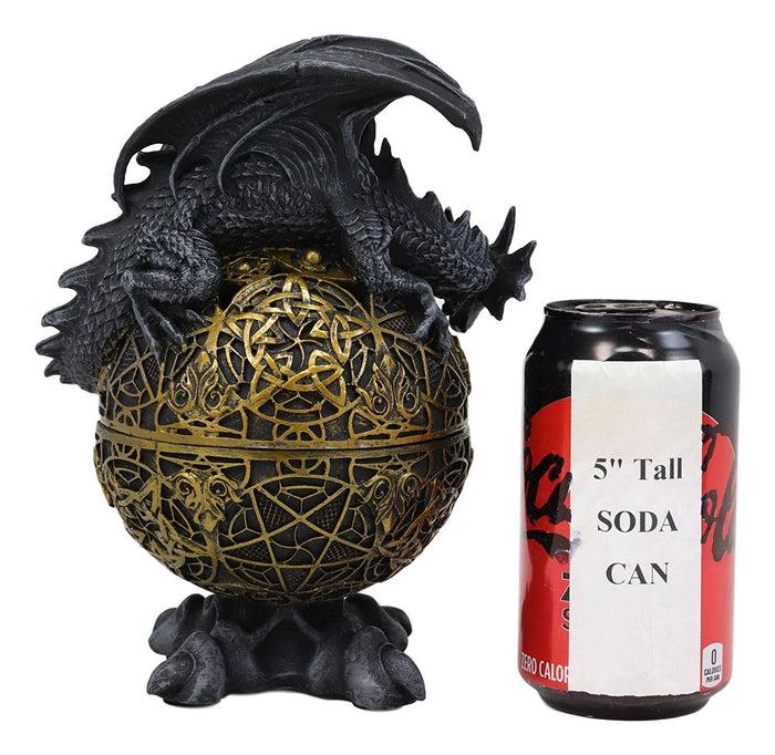 Ebros Gift Ebros Gift Rocky Stone Dragon Perching On Celtic Knotwork Atlas Golden Egg With Claw Feet Base Decorative Jewelry Box Figurine 8.25" High Fantasy Myths Legends Dungeons And Dragons Statue