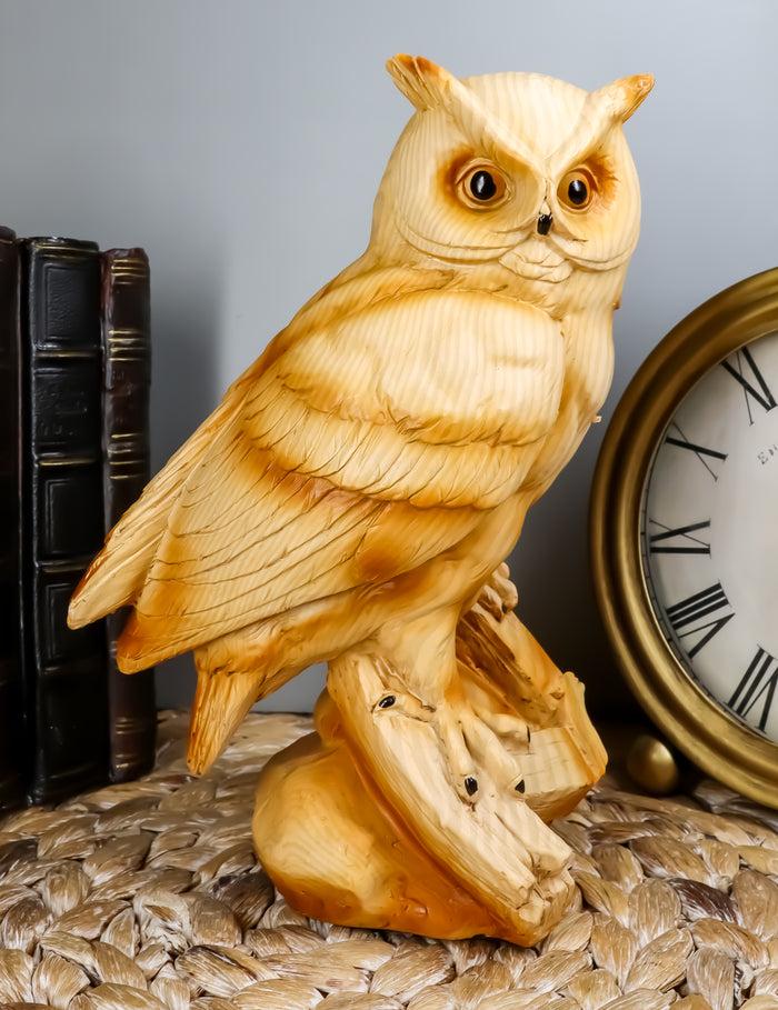 ebros gift Ebros Gift Rustic Rainforest Great Horned Owl Decorative Faux Wood Figurine 8.25" Tall