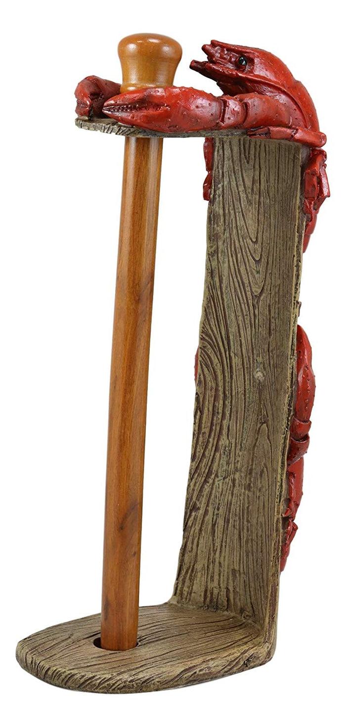 Ebros Gift Ebros Gift Rustic Southwestern Cajun Creole Climbing Crawfishes Kitchen Dining Paper Towel Holder 14.5" High Home Accent Crawfish Crayfish Small Lobster Western Decorative Figurine