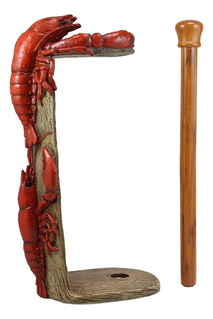 Ebros Gift Ebros Gift Rustic Southwestern Cajun Creole Climbing Crawfishes Kitchen Dining Paper Towel Holder 14.5" High Home Accent Crawfish Crayfish Small Lobster Western Decorative Figurine