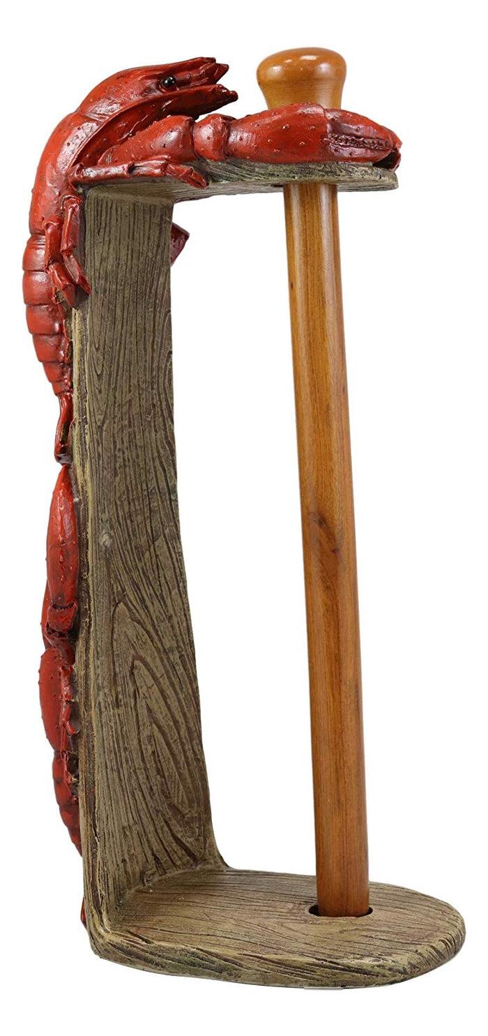 Ebros Gift Ebros Gift Rustic Southwestern Cajun Creole Climbing Crawfishes Kitchen Dining Paper Towel Holder 14.5" High Home Accent Crawfish Crayfish Small Lobster Western Decorative Figurine