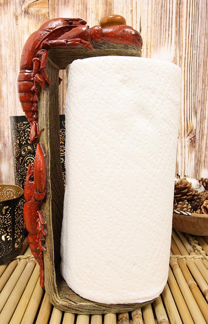 ebros gift Ebros Gift Rustic Southwestern Cajun Creole Climbing Crawfishes Kitchen Dining Paper Towel Holder 14.5" High Home Accent Crawfish Crayfish Small Lobster Western Decorative Figurine