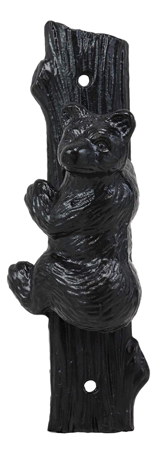 Ebros Gift Ebros Gift Rustic Western Forest Black Bear Climbing Tree Cast Iron Door Knocker