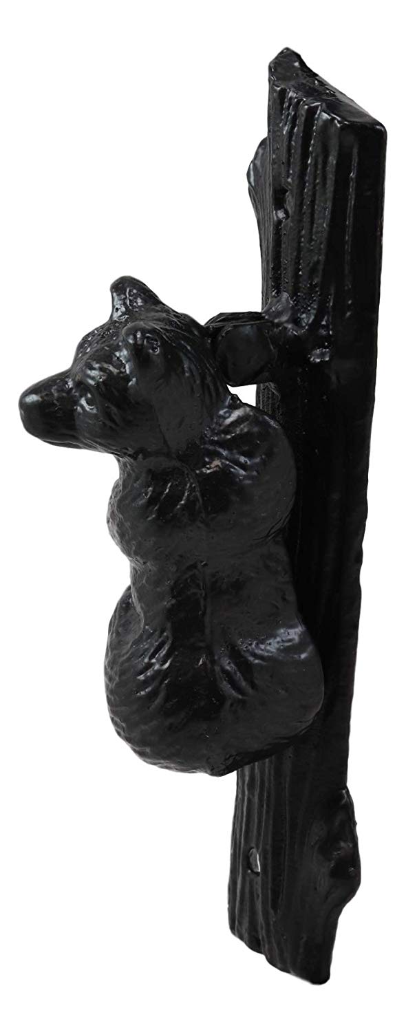 Ebros Gift Ebros Gift Rustic Western Forest Black Bear Climbing Tree Cast Iron Door Knocker