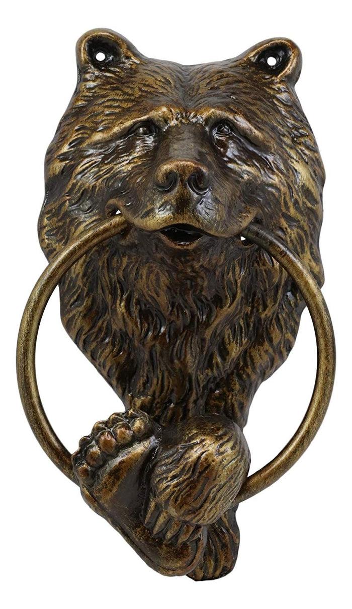 Ebros Gift Ebros Gift Rustic Western Forest Grizzly Bear Head With Foot And Paw Cast Aluminum Door Knocker Figurine Decorative Knockers Themed Bears For Cabin Lodge Mountain Cottage Home Accent Decor Hardware