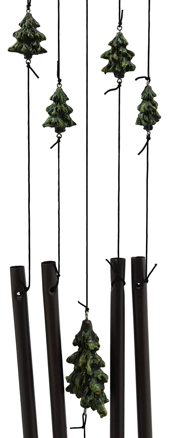 Ebros Gift Ebros Gift Rustic Woodland Black Bear Mother And Cub Family Roaming The Forest Figurine Top Resonant Wind Chime With Pine Tree Ornaments Garden Patio Rustic Cabin Lodge Mountain River Home Accent