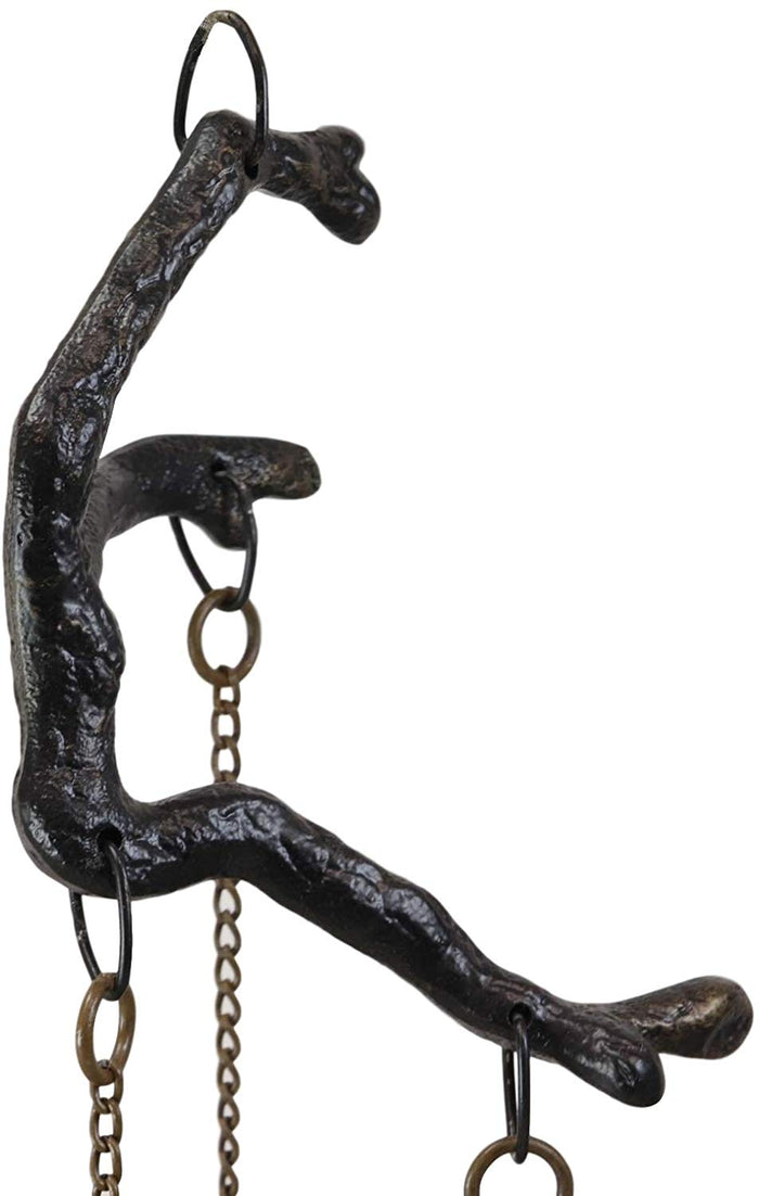 Ebros Gift Ebros Gift Rustic Woodlands Cast Iron Triple Pine Cones Hanging From Twigs Resonant Wind Chime 27.5" High Pinecone Hanging Ornaments Garden Patio Western Cabin Lodge Mountain Home Accent