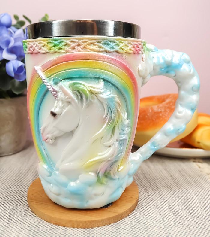 ebros gift Ebros Gift Sacred Heavenly Rainbow Unicorn Mug 12oz Celtic Knots Rim Magical Elixir Of Youth Beer Stein Tankard Coffee Cup Drink 5"H