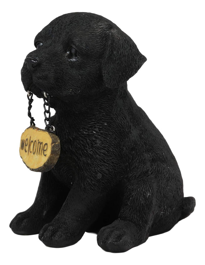 Ebros Gift Ebros Gift Set Of 4 Dogs Realistic Poodle Fawn And Black Labrador And Yorkshire Terrier Puppies Figurines With Greeting Signs As Welcome Home Decor Pet Pals Dog Sculpture 6.25" Tall Memorial Statues