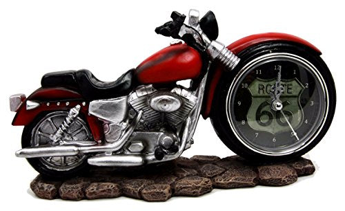 Ebros Gift Ebros Gift Sexy Red Chopper Motorbike Decorative Analog Table Clock Figurine