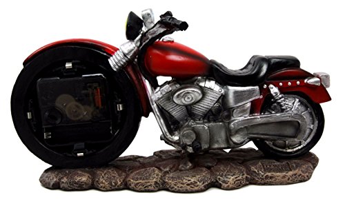 Ebros Gift Ebros Gift Sexy Red Chopper Motorbike Decorative Analog Table Clock Figurine