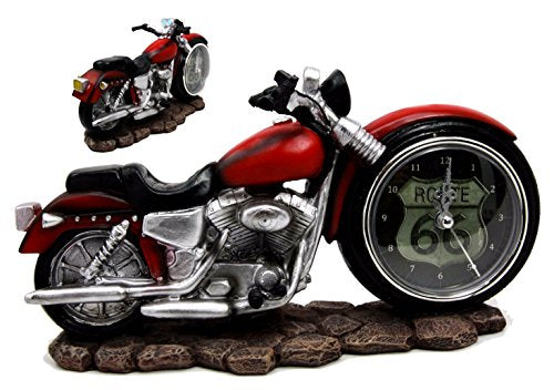 ebros gift Ebros Gift Sexy Red Chopper Motorbike Decorative Analog Table Clock Figurine