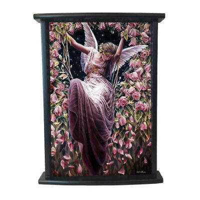 ebros gift Ebros Gift Sheila Wolk Designer Wooden Butler Tray 13" x 9" Personal Serving Tray With Handles (The Gatekeeper Angel)