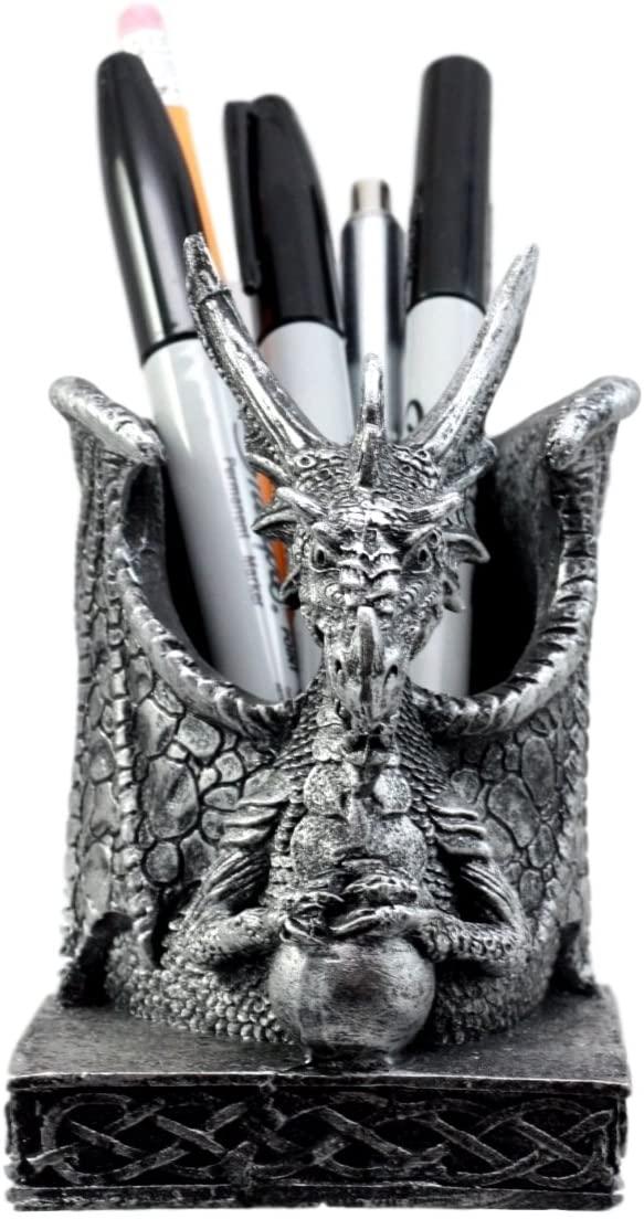 Ebros Gift Ebros Gift Shenlong Spirit Dragon Orb Stationery Holder Figurine 4.75"H Office