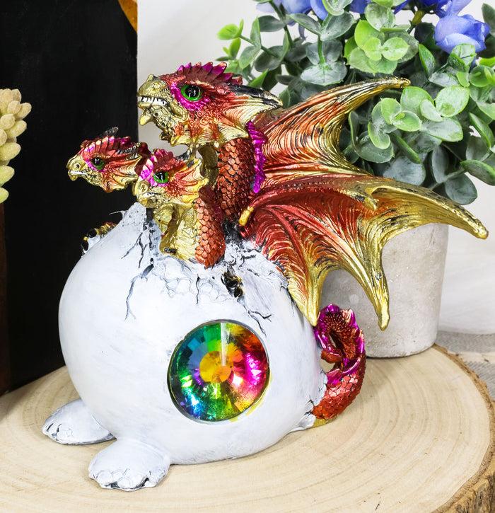 Ebros Gift Ebros Gift Solar Raeon Crystal Hydra 3 Headed Dragon Hatchling Breaking Out Of Egg Shell Decorative Figurine 5" H Dungeons And Dragons Statue Wyrmling Eggs Decor Medieval Renaissance Theme
