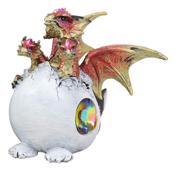 Ebros Gift Ebros Gift Solar Raeon Crystal Hydra 3 Headed Dragon Hatchling Breaking Out Of Egg Shell Decorative Figurine 5" H Dungeons And Dragons Statue Wyrmling Eggs Decor Medieval Renaissance Theme