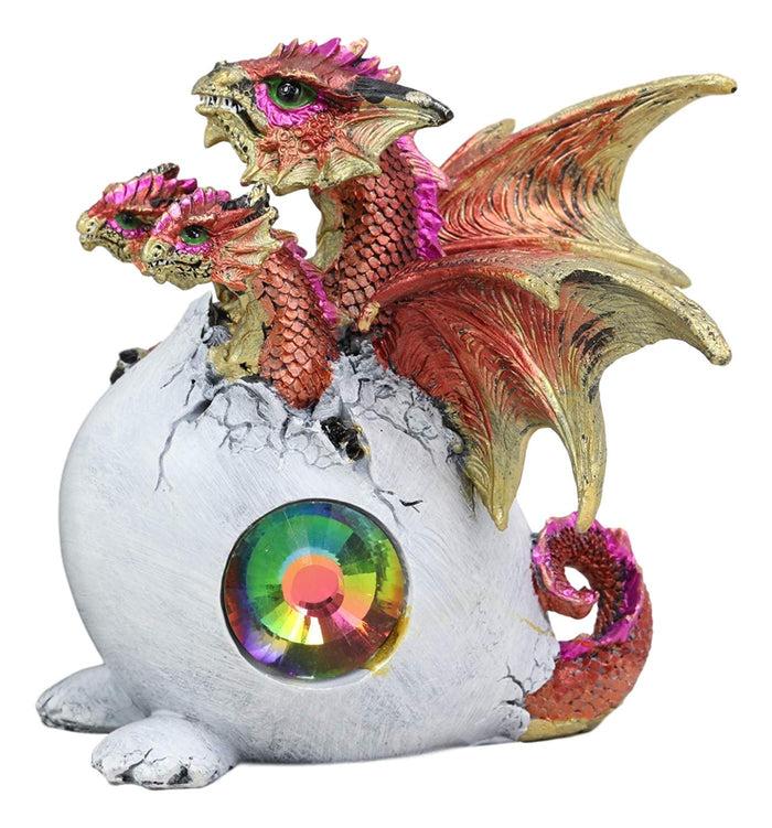 ebros gift Ebros Gift Solar Raeon Crystal Hydra 3 Headed Dragon Hatchling Breaking Out of Egg Shell Decorative Figurine 5" H Dungeons and Dragons Statue Wyrmling Eggs Decor Medieval Renaissance Theme
