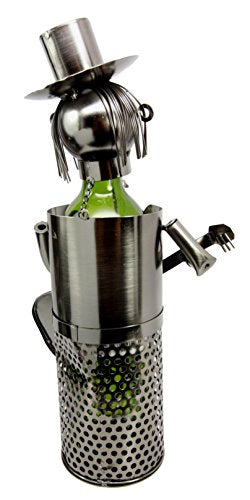 Ebros Gift Ebros Gift Solo Guitarist Singer Performer Hand Made Metal Wine Bottle Holder Caddy Decor Figurine 13.75"H