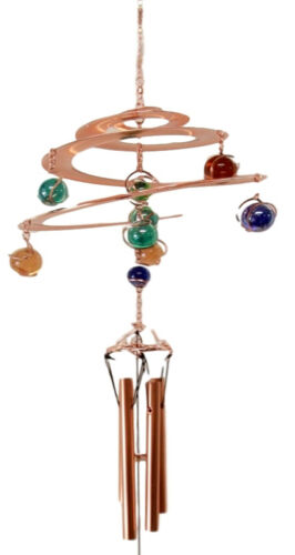 Ebros Gift Ebros Gift Spiral Galaxy Copper Metal Wind Chime With Colorful Marbles Resonant Outdoor Patio Garden Decor Accessory