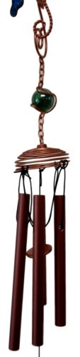 Ebros Gift Ebros Gift Stained Glass Colorful Three Butterflies Copper Metal Wind Chime 28"Long Resonant Outdoor Patio Garden Decor Accessory