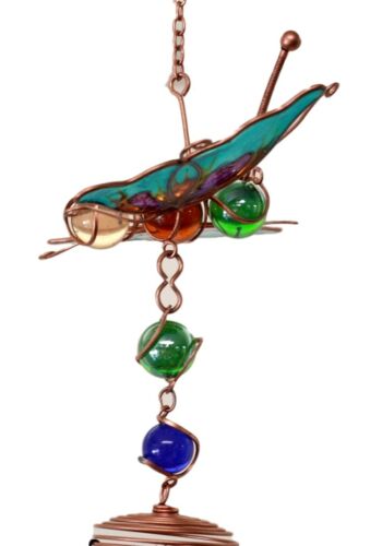 Ebros Gift Ebros Gift Stained Glass Flitting Butterfly Copper Metal Wind Chime 28"Long Resonant Outdoor Patio Garden Decor Accessory