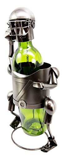 Ebros Gift Ebros Gift Star Quarterback Football Player Hand Made Metal Wine Bottle Holder Caddy Decor Figurine 13"H