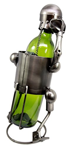 Ebros Gift Ebros Gift Star Quarterback Football Player Hand Made Metal Wine Bottle Holder Caddy Decor Figurine 13"H