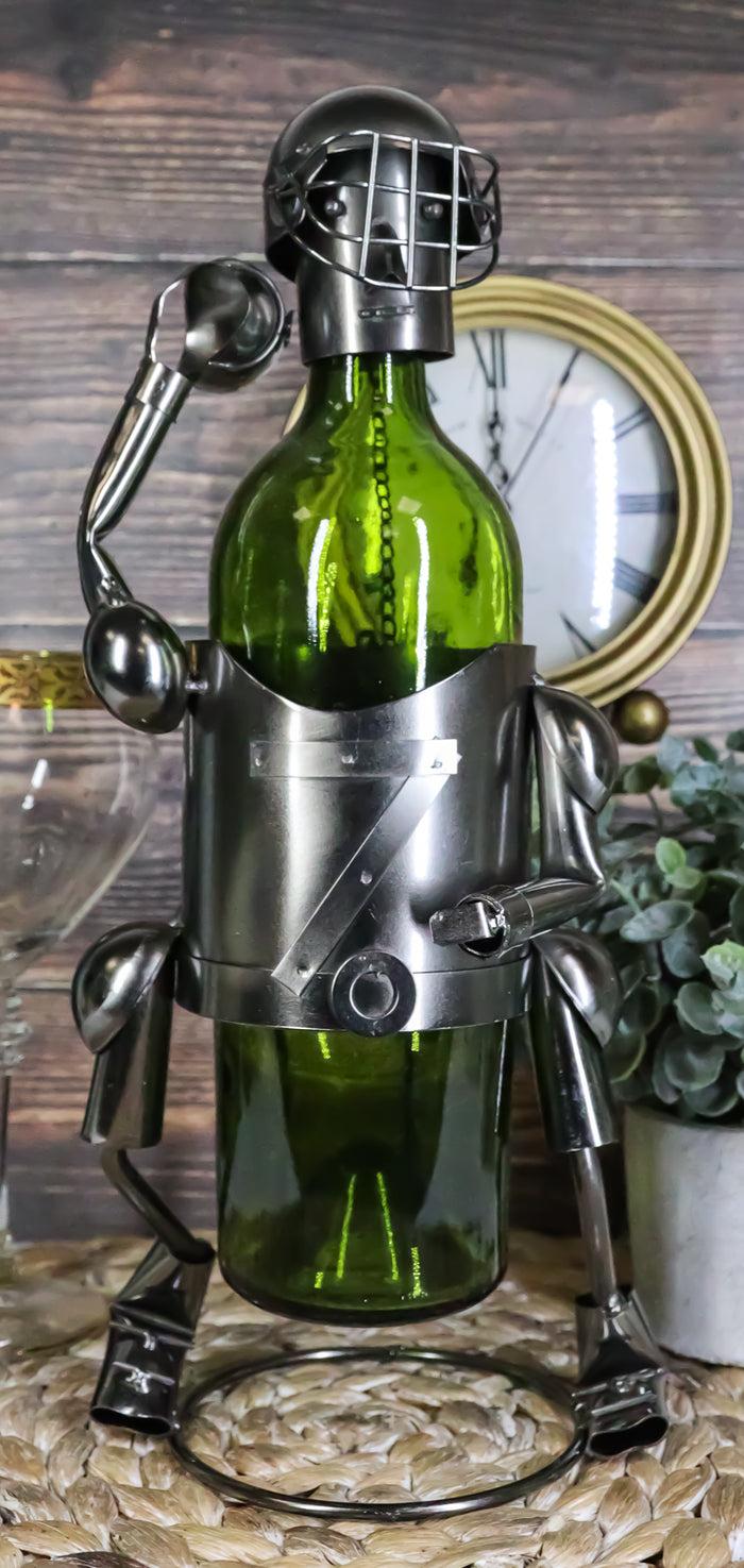 ebros gift Ebros Gift Star Quarterback Football Player Hand Made Metal Wine Bottle Holder Caddy Decor Figurine 13"H