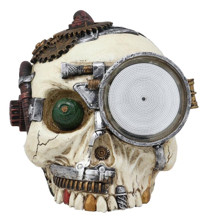 Ebros Gift Ebros Gift Steampunk Detective Skull With Electric Plasma Core Reactor Laser Static Storm Eye Skeleton Gearwork Cranium Decorative Accent Night Party Lamp Figurine 7" Long Halloween Home Decor Statue