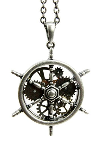 ebros gift Ebros Gift Steampunk Naval Battleship Helm Necklace Alloy Pendant Jewelry