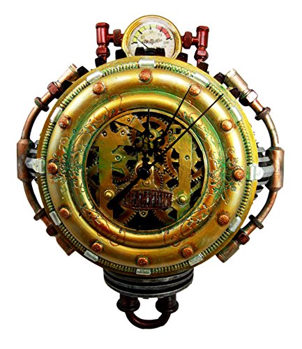 Ebros Gift Ebros Gift Steampunk Pressure Chamber Gearwork Decorative Wall Clock Figurine 11"H