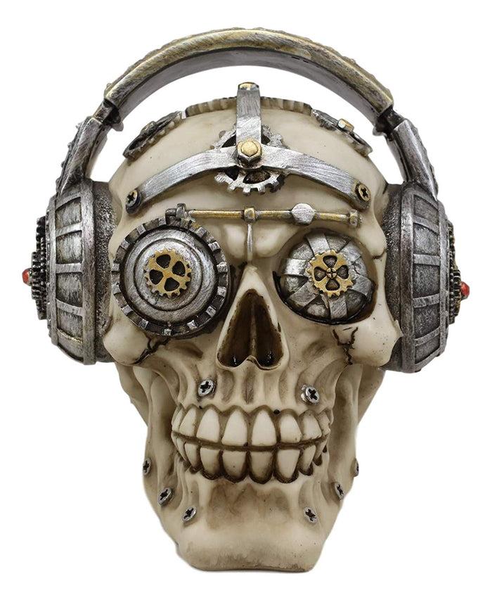 Ebros Gift Ebros Gift Steampunk Punk Robot R&B Funk Music Fanatic With Headphone Gearwork Beats Cans Set Skull Decorative Figurine 6" Long Victorian Sci Fi Skulls Skeletons Ossuary Macabre Decor
