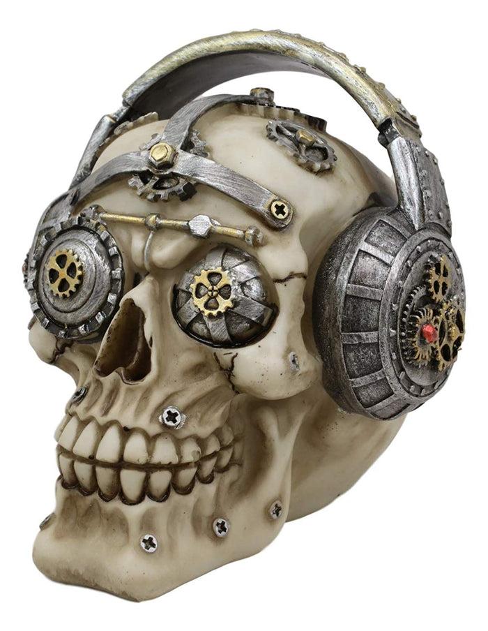 Ebros Gift Ebros Gift Steampunk Punk Robot R&B Funk Music Fanatic With Headphone Gearwork Beats Cans Set Skull Decorative Figurine 6" Long Victorian Sci Fi Skulls Skeletons Ossuary Macabre Decor
