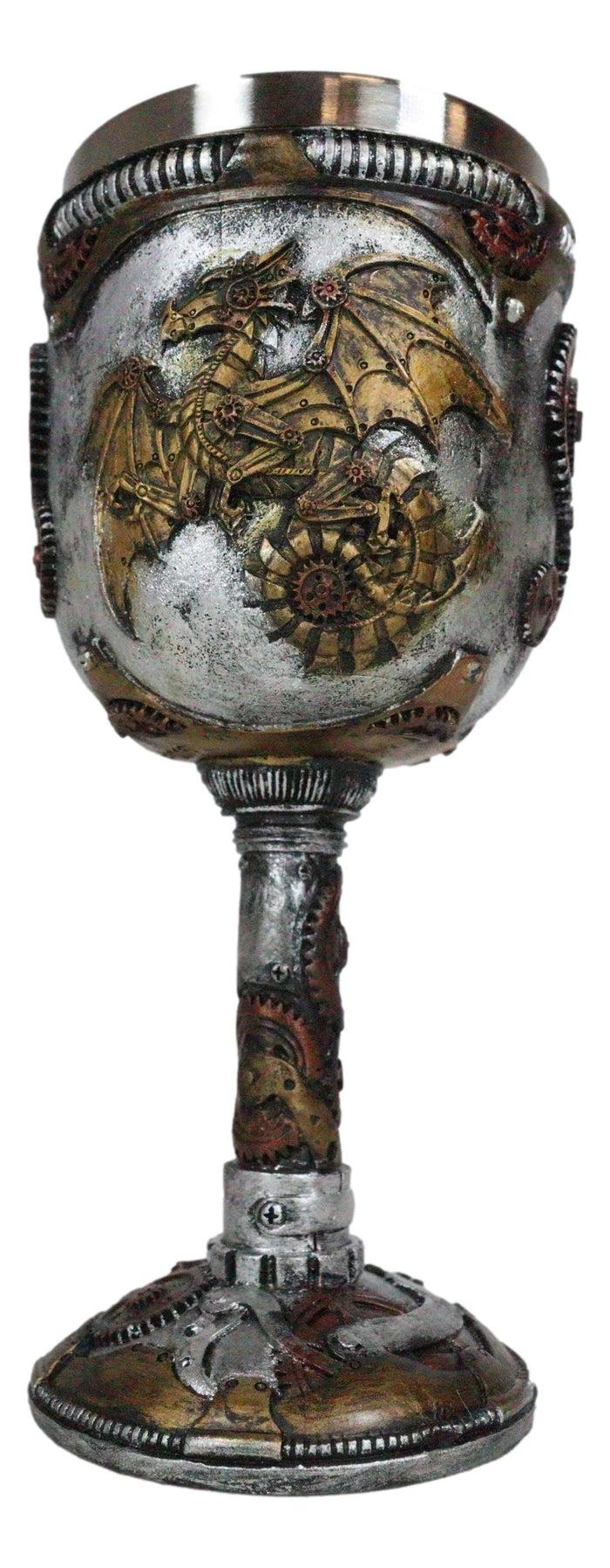 Ebros Gift Ebros Gift Steampunk Robotic Cyborg Dragon Fire Wheel Engine 5oz Wine Drink Goblet Chalice