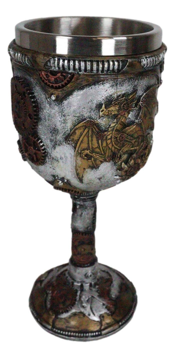 Ebros Gift Ebros Gift Steampunk Robotic Cyborg Dragon Fire Wheel Engine 5oz Wine Drink Goblet Chalice